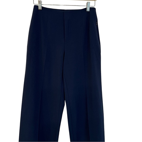 Frame Denim High Waist Wide Leg Trouser Pants Navy Blue 2 Contemporary Office - Picture 2 of 6